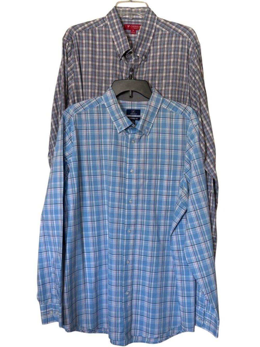 Lot of 2 CREMIEUX & GEORGE Men's Plaid Check Pattern Button-Down Shirts Size XL